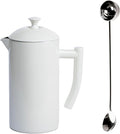 Frieling Double-Walled Stainless Steel French Press Coffee Maker Snow White 34 Ounce Plus 18/10 Stainless Steel Coffee Scoop/Stirrer 2 TBLS