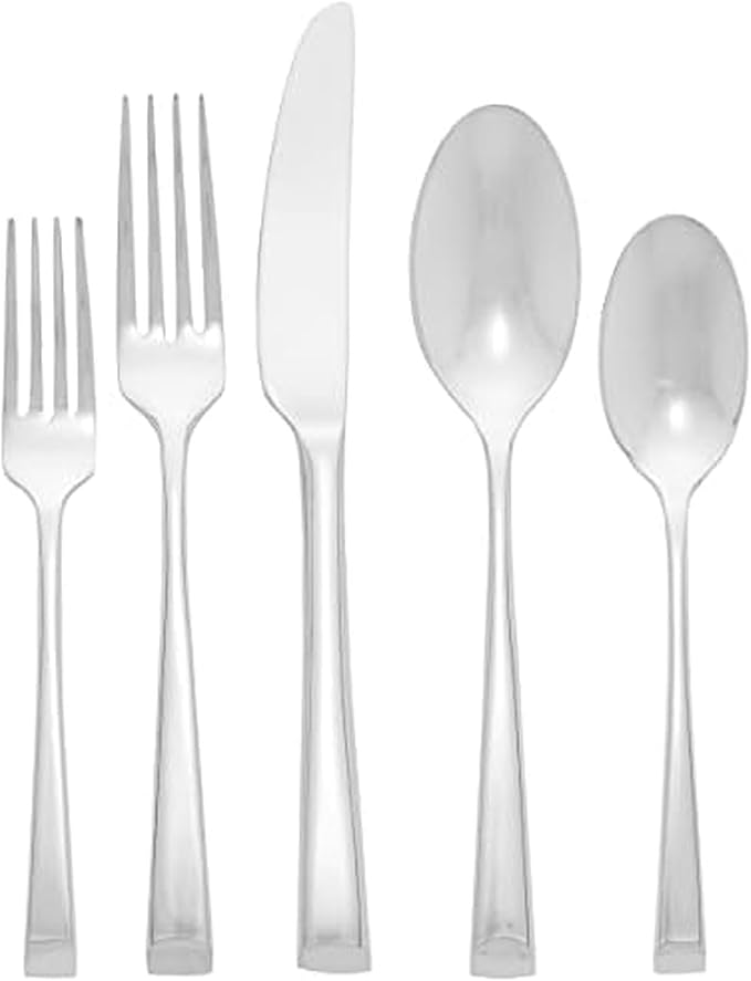 Mikasa 5080993 Rockford 45-Piece 18/10 Stainless Steel Flatware Set with Serving Utensil Set Service for 8