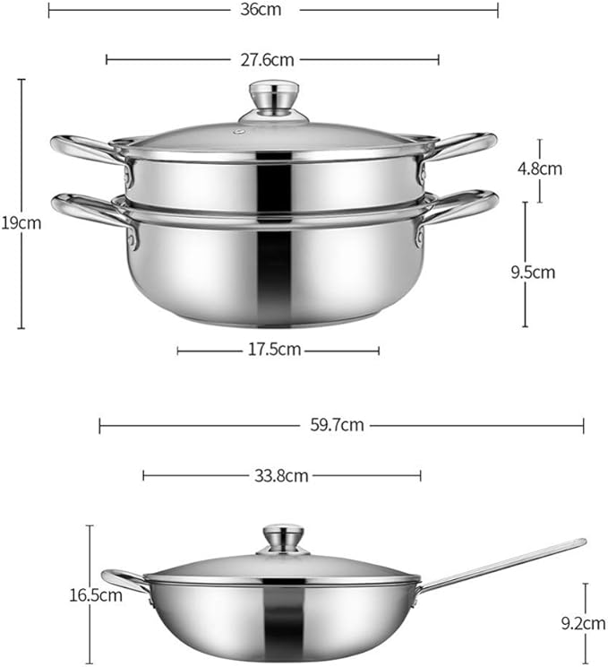 Stainless Steel Cookware Set - Total Non Stick - Suitable - Free - Set of 2Can Be Used CookerEasy to CleanSilver Cookware