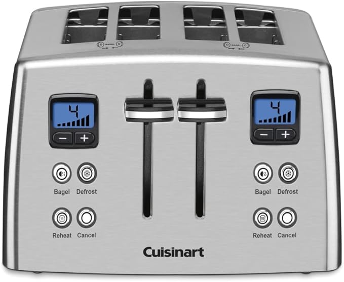 Cuisinart CPT-435P1 4-Slice Countdown Motorized Toaster Stainless Steel &amp JK-17P1 Electric Cordless Tea Kettle 1.7-Liter Capacity with 1500-Watts Stainless Steel