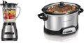 Hamilton Beach Power Elite Wave Action blender-for Shakes &amp Smoothies &amp Programmable Slow Cooker with Flexible Easy Programming 5 Cooking Times Dishwasher-Safe Crock Lid 4 Quart Silver