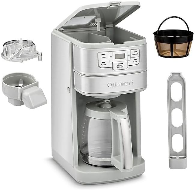 Cuisinart Stainless Steel Automatic Grind and Brew 12-Cup Coffeemaker with 24-Hour Programmability 1-4 Cup Setting and Glass Carafe