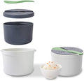 Microwave Rice Cooker 2L with Lid Spoon Strainer Steaming Pot for Home Office Use Suitable for All Rice Quinoa Polenta Potatoes Dishwasher Safe BPA PP Material Green
