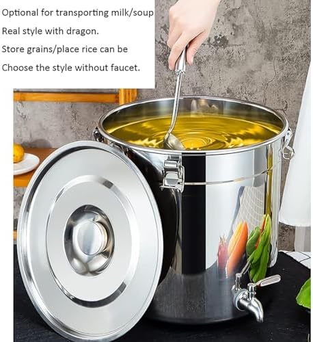 Stock Pot with Spigot - Stock Pot 201 Stainless Steel Soup Bucket/Sealed Bucket/Transportation Bucket Wine Tank with Tap for Water Milk Tea Milk Storage Bucket(21L)