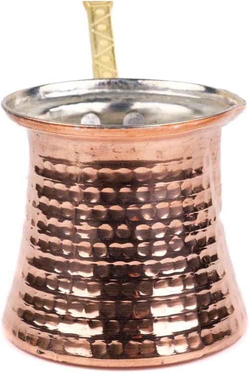 Copper Turkish Coffee Pot Cezve Ibrik Stovetop Coffee Maker for 4 Cups Metallic Color One Piece - Copper One Size