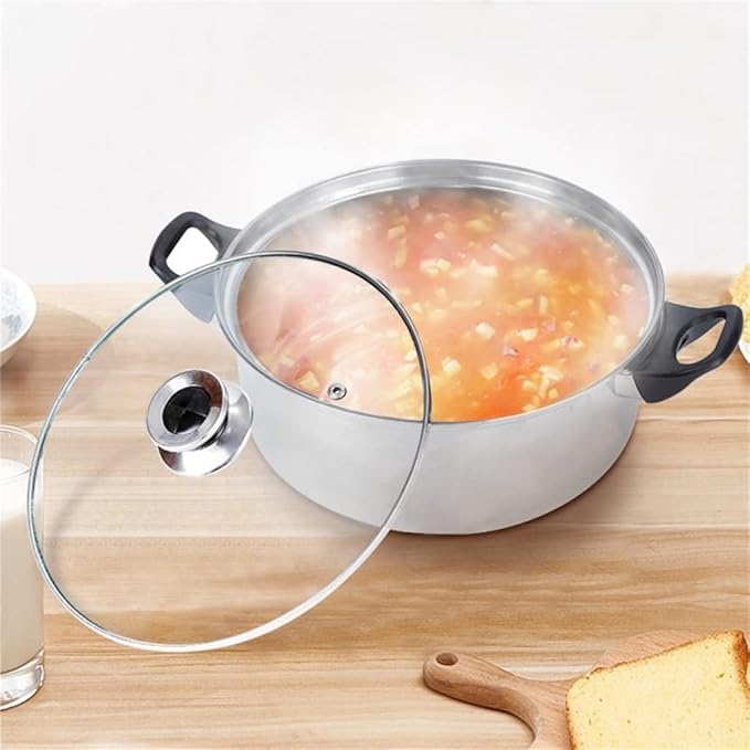 Cooking Pot Frying Pan6 Pots 12 Piece Stainless Steel Pots and Pans Casserole Pot Cookware Set with Glass Lid (A