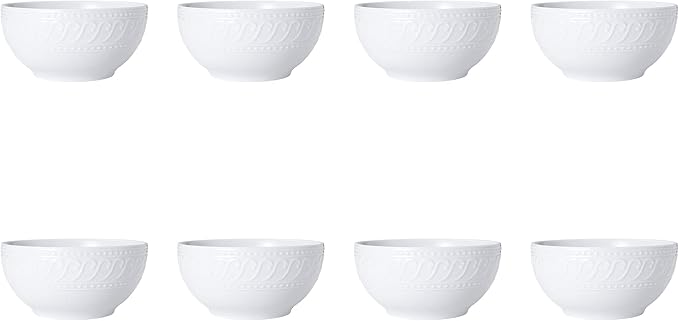 Pfaltzgraff Sylvia 32-Piece White Dinnerware Set Service for 8 Durable Stoneware Plates Bowls and Mugs Microwave and Dishwasher Safe