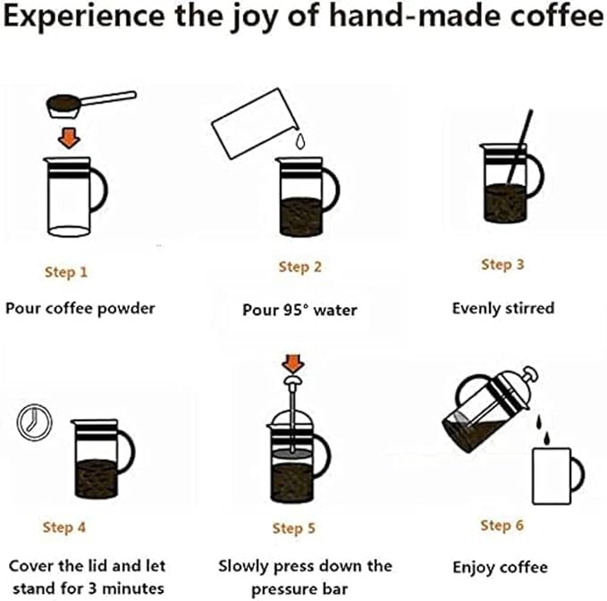 Press Coffee Maker Coffee Press CaffettiereCoffee Maker Coffee and Tea Maker Grade Stainless Steel Insulated Coffee Press Extra ScreensCoffee Glass For Tea Coffee Travel Camping- Easy to Clea