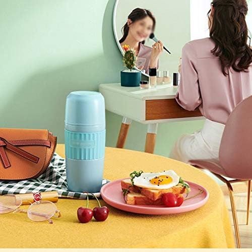 Portable Soy Milk Machine Mini Multi-Function Cooker Automatic Heating Soy Milk Rice Paste Machine Without Filter Insulation 250ml(Blue)