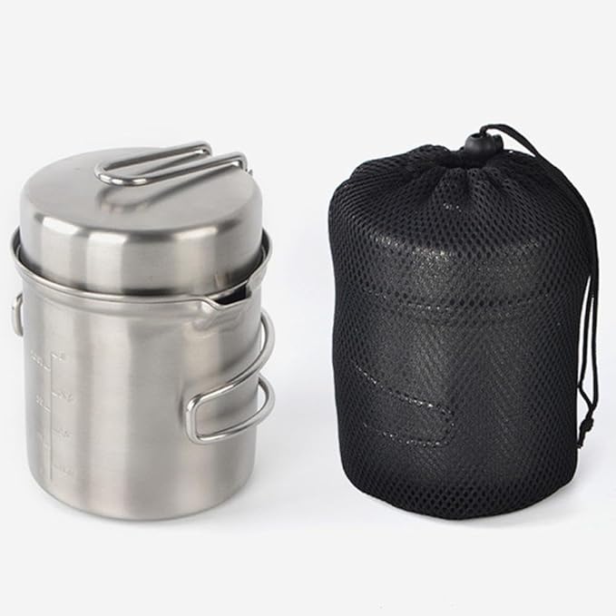 Portable 304 Stainless Steel Camping Cookware Set with Wood Stove Hiking Tool Accessories