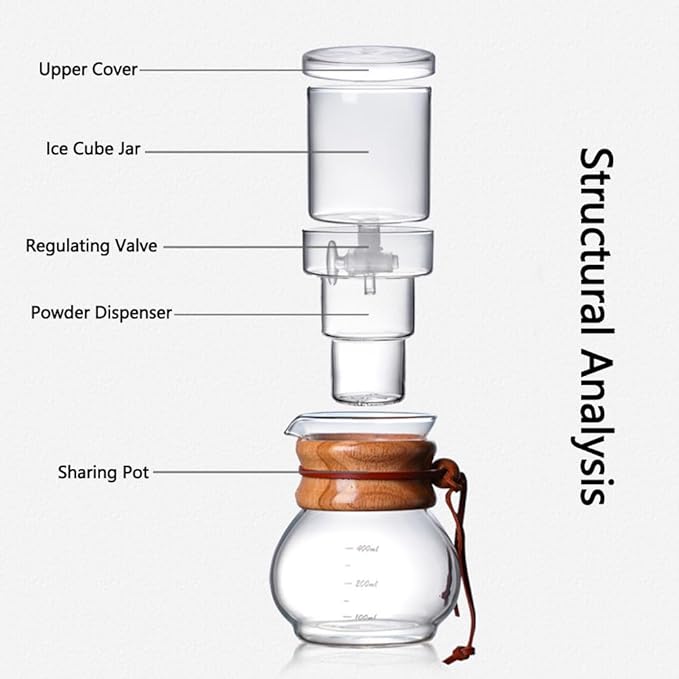13.5oz Slow Drip Cold Brew Coffee Maker Borosilicate Glass Iced Dripper Pour Over Coffee Brewer Gift for Coffee Bar Accessories