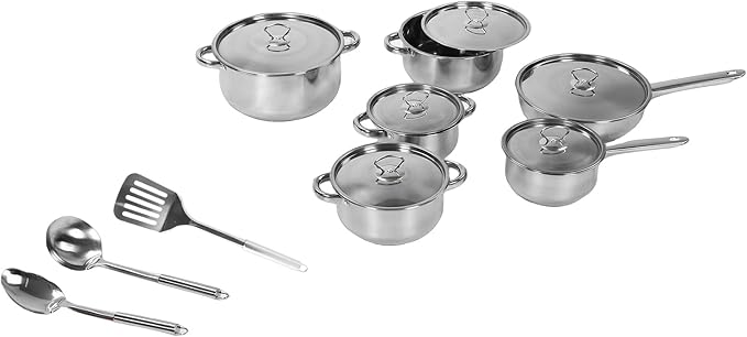 Pssopp Pots &amp Pans Safe Handling Fast Heating Multifunctional Stainless Steel Cookware Set for Home Kitchen Cooking Set Kitchen Utensils