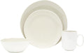 White and Natural Sixteen Piece Round Ceramic Service For Four Dinnerware Set