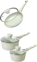 Non stick Frying Pans with Lid 11 in + Sauce pan set 4 Pcs 1.5Qt &amp 2.0Qt SaucePan Set with Lid