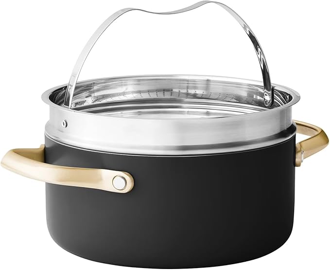 11 Piece Modern Ceramic Cookware Set (Black) – Nonstick Healthy Ceramic Interior – Heavy Gauge Aluminum with Induction Base – Oven Safe to 450°F