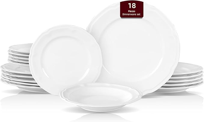 HomeVss New Bone China Embossed French Countryside 18pc Dinnerware Set
