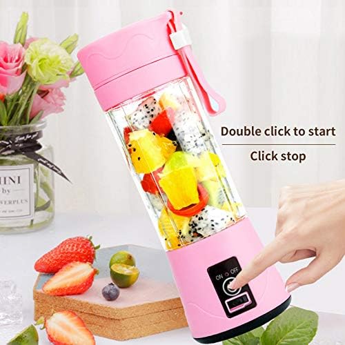 Portable Mini Blender for Shakes and Smoothie Blender 13 OZ for Travel Blender On the Go/ 2000mAh USB Rechargeable Home/Office/Outdoor with Six Blades in 3D. (Pink)