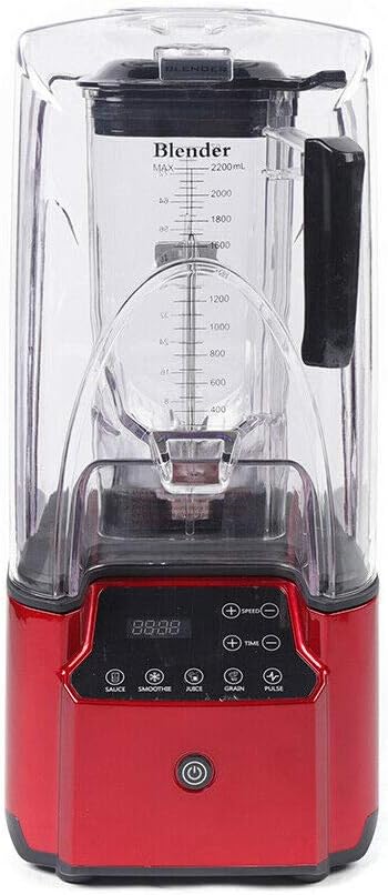 Soundproof Blender 110V 2200W 2.2L Commercial Fruit Juice Smoothie Maker With Shield Quiet Sound Enclosure for Puree Ice Crush Shakes and Smoothies (2.2L2200W)