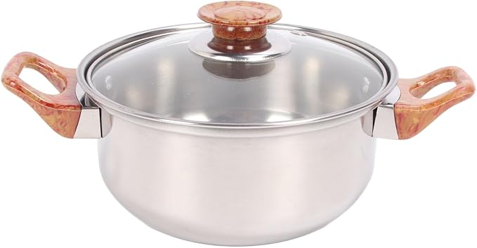 Wood less Steel Pots Pans Set Cookware Set with Glass Lids Multifunctional Pots Pans for Frying Boi Cooking Soup Handle for Comable
