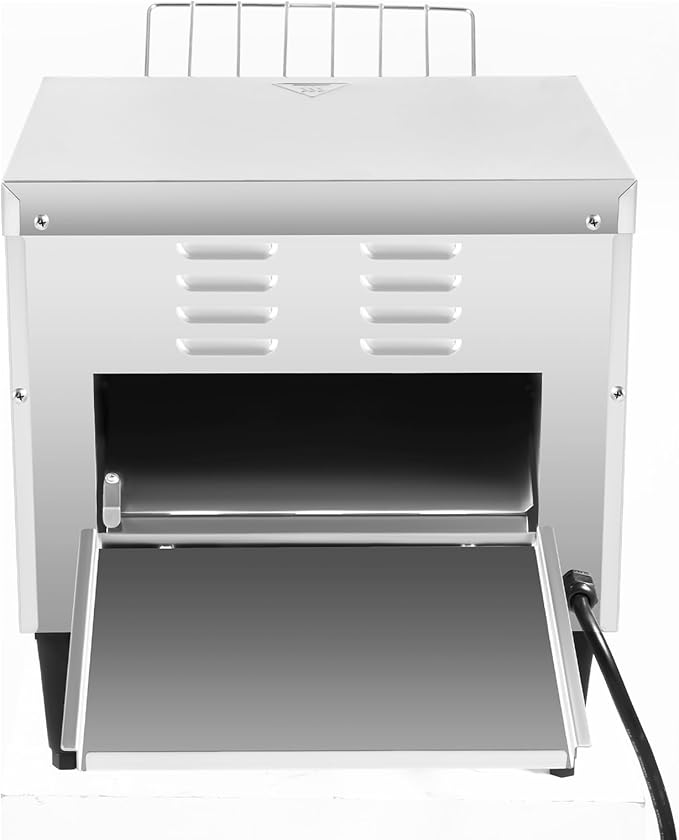 300 Slices/Hour Electric Conveyor Toaster 2200W Stainless Steel Electric Oven with Dual Heating Tube 7-Speed Adjustments Commercial Conveyor Toaster for Kosher Buns and Sandwiches