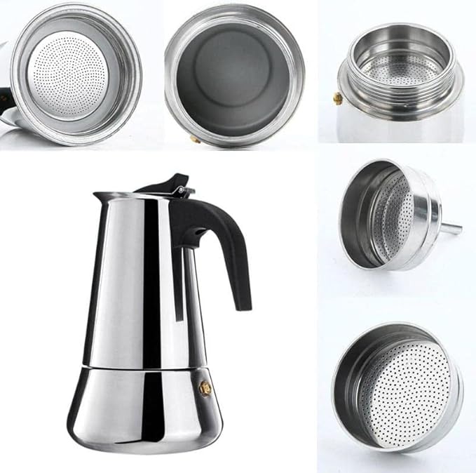 Coffee Maker Pot Stainless Steel Mocha Espresso Latte Stovetop Filter Moka for Kitchen