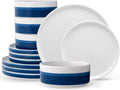 Noritake ColorStax Stripe Blue 12-Piece Dinnerware Set Service for 4