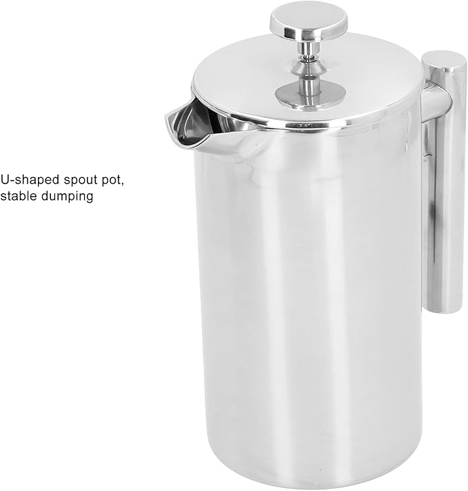 Topyond Stainless Steel French Press Coffee Maker 1L/34oz Insulated Thermal Coffee Press Camping Double Wall Coffee Pot Easy Clean for Home Office Campin