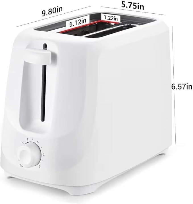 2-Toaster with 6 Shade Settings and Removable Crumb Tray Arctic White