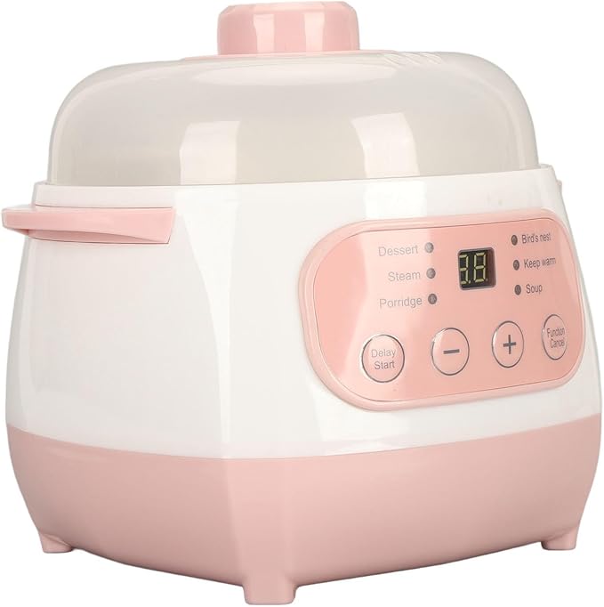 1L Electric Stew Pot 200W Versatile Cooker with Anti Dry Burn Intelligent Reservation Compact Size for Porridge Rice Soup Cooker (US Plug 110V)