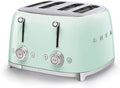 Smeg 50's Style Retro Aesthetic 4 Slice Toaster 6 Presets Extra Wide Slots Pastel Green TSF03PGUS