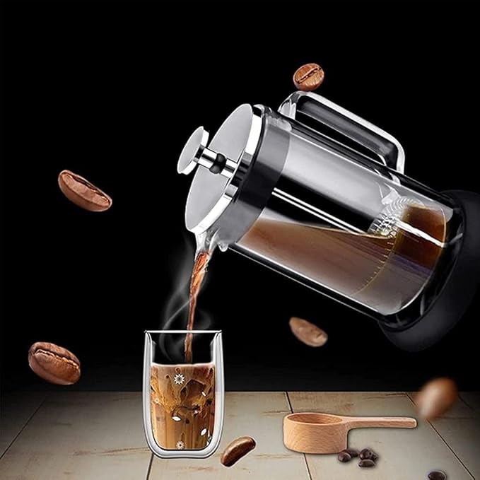French press coffee maker(1000ml)stainless steelHigh borosilicate glassFour layer filtration systemno grounds
