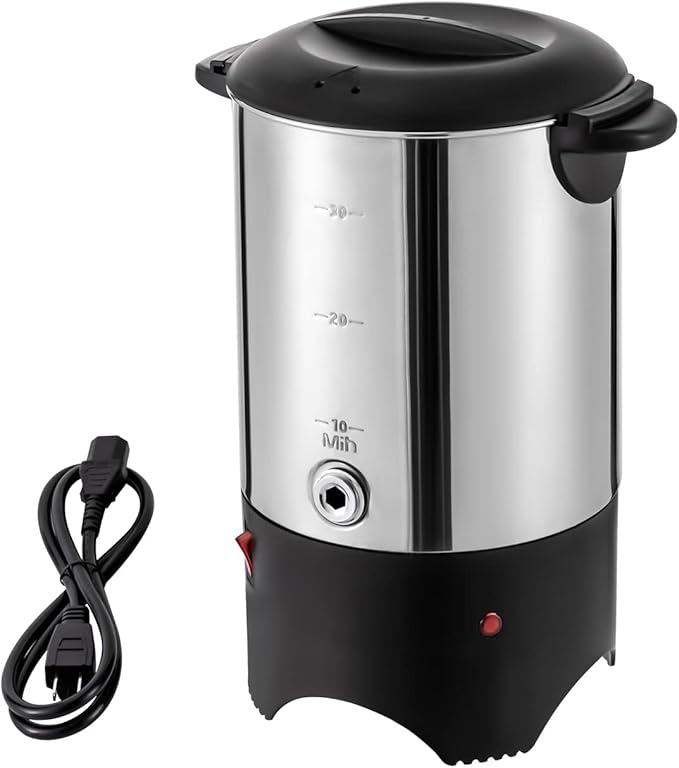 30-Cup Commercial Grade Coffee Maker Urn 5.2L Stainless Steel Electric Coffee Urn with Faucet 1000W Fast Heating Hot Beverage Dispenser Coffee Maker for Catering Cafes Party