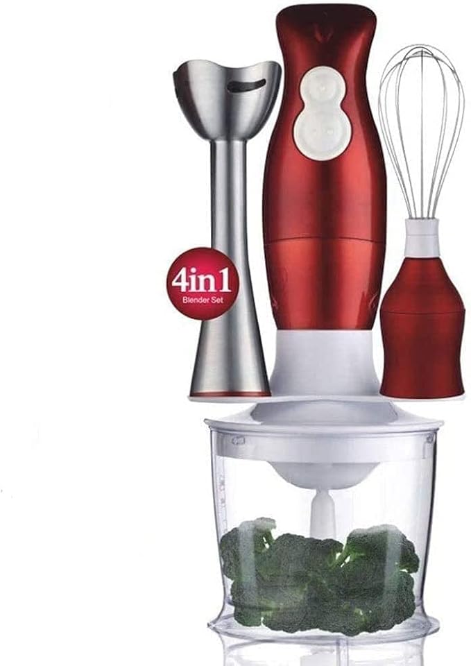 Hand Blender Turbo for Finer Results 4-in-1 Set Includes BPA-Free Food Chopper/Egg Beater/Beaker Ergonomic Grip