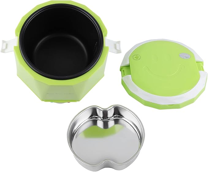 24V 140W Portable Travel Electric Rice Cooker for Truck Food Steamer Rice Cooker For Car Cooking Heating and Keeping Warm Function Can be Used As a Electric Lunch Box (Green)