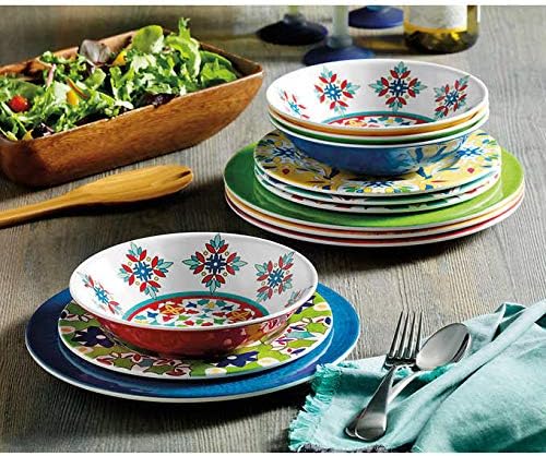 Melamine 12-piece Dinnerware Turkish Tile Set BPA Free Service for 4 Sets