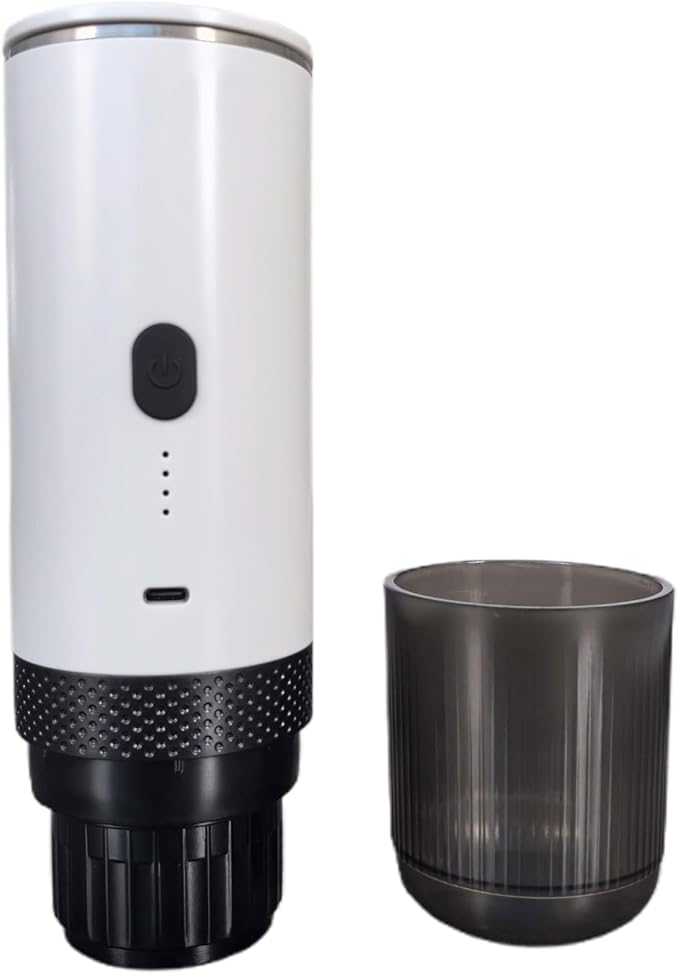 Portable Coffee Maker 20BAR Pressure Wireless Heating Coffee Machine 4 5 Cups for Home Outdoor Travel Office Grind and Capsules 2 in 1 Rechargeable (White)