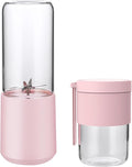 400ml glass juicer | 1500mAh long battery life 40s fresh juice | 304 steel blade with six blades for crushing ice | portable for home office and outdoor use (pink2)