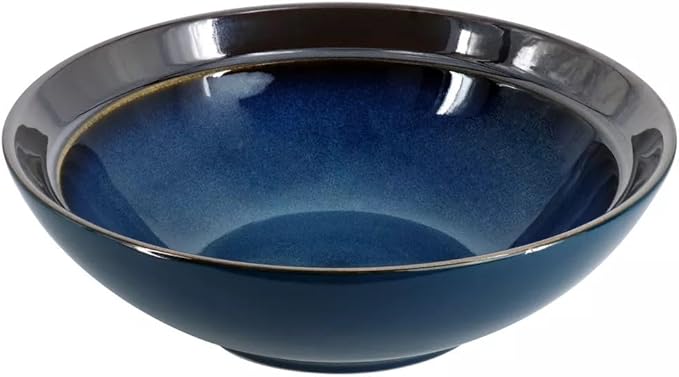 Priya 16 Piece Reactive Glaze Stoneware Dinnerware Set Service for 4 Plates and Bowls Microwave &amp Dishwasher Safe (Blue)