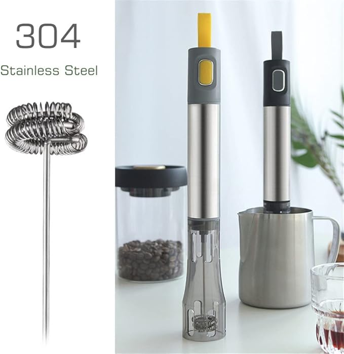 Milk Frother Electric Foamer Handheld Stainless Steel Coffee Tool Cappuccino Maker Hot Chocolate Stirrer Portable Blender(white-Dinosaur Doodle4)