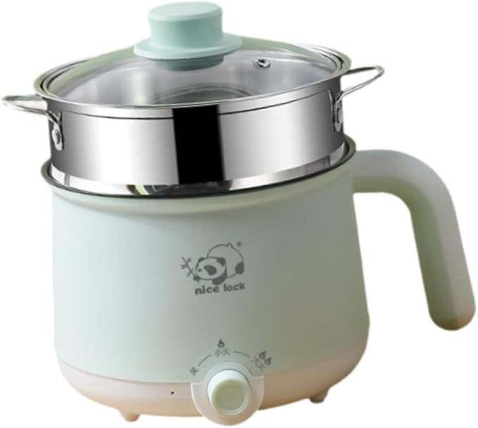 Electric Cooking Pot Raman Cooker with Handle Portable Cooking Pot Electric Rice Cooker for Pasta Steak Eggs Dumpling steel steamer