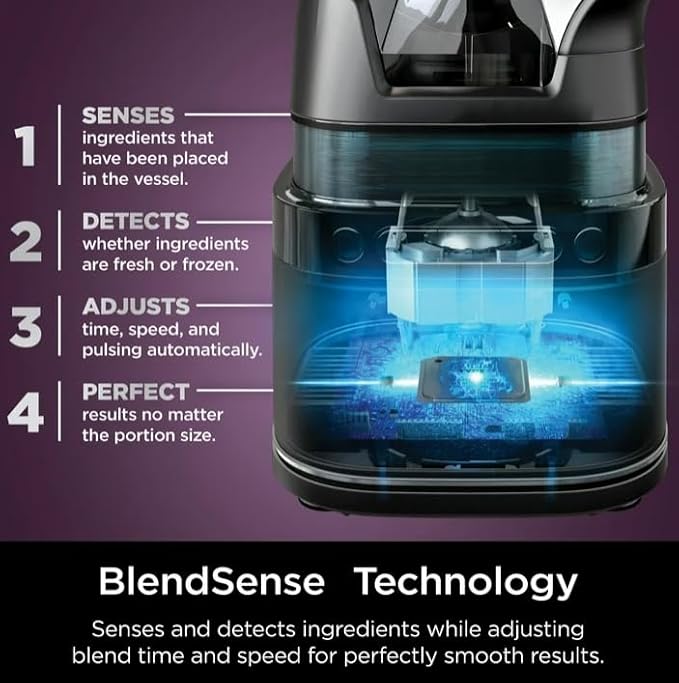 Niin-jaa Detectt Kitchen System 72 Oz Blender 3 Speeds Blend Crush Chop Smoothies BlendSense Technology 1700 W Crushing Blades Color Silver (model TB 400)