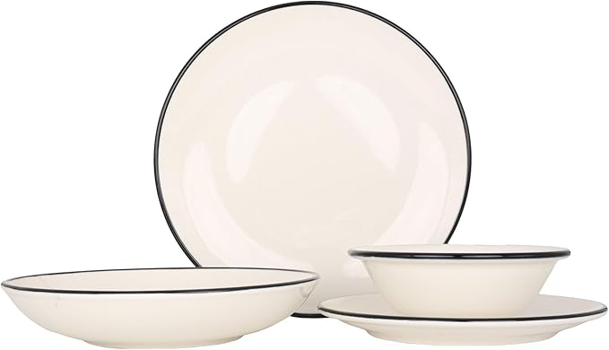 Dinnerware Sets (Medium) - Black Line - 24 pieces - 6 People - Porcelain