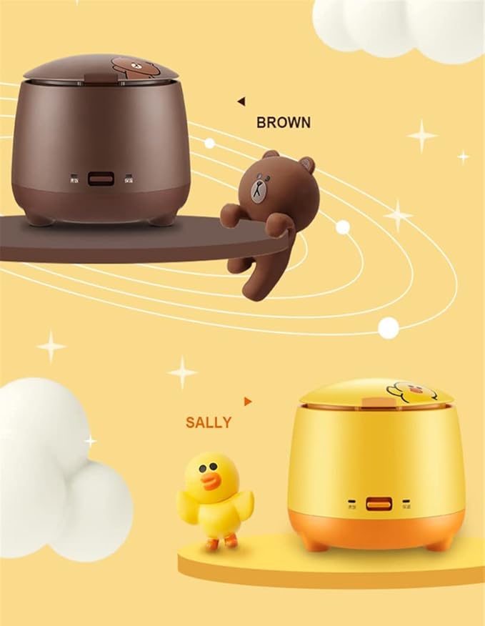 Multi Small Cooker 1.5L Electric Rice Cooker Non-Stick Inner Mini Household Automatic Food Cooking Pot for 1-2People (Brown)