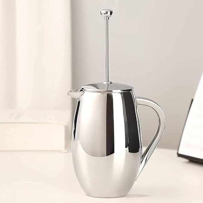 French Press Coffee Maker Double Walled Stainless Steel French Press/Tea Maker with Extra Filter Screens Dishwasher Safe