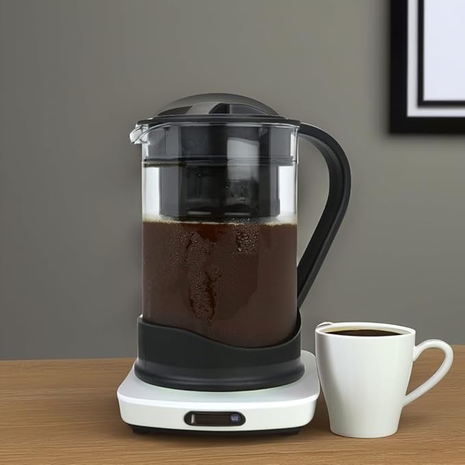 COLD BREW COFFEE MAKER 1 Liter (4-Cups) Capacity Great For Flavorful Iced Coffee That Stays Fresh Longer Borosilicate Glass Easy Cleaning Fun Ideas and Recipe Booklet 8x5 Inches Black