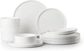 12 Pieces Plates and Bowls SetsWhite Dish Set for 4Premium Serving Dinnerware Sets Chip and Scratch Resistant Dishware Sets Kitchen Dishes Dining Ware Set