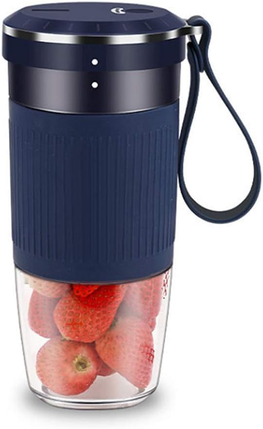 Dioche Mini Portable Juicer Cup - USB Rechargeable Personal Blender for Smoothies and Baby Food - TravelFriendly 300ml Juice Maker with Stainless Steel Blades (Blue)