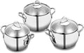 Stainless Steel Cookware Set of Soup Pot 6 Piece Glass Cover Multifunctional Non- Stick Frying Pan Kitchen Cooking