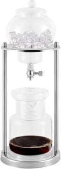 SOYON Cold Brew Coffee Tower600 Ml Iced Coffee DripperPortable Cold Brew Dripper Tower Coffee MakerLuxury Glass Slow Smooth Drip Coffee Machine For Home Office(Silver)