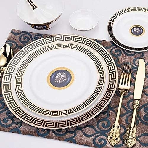Dinnerware Sets - Luxury Gift Dishes Service Set Fine Bone China Porcelain European Court Style Dinnerware Set Dinner Plates Coffee Cup Saucer Set Bone China Plate Teacup Dish